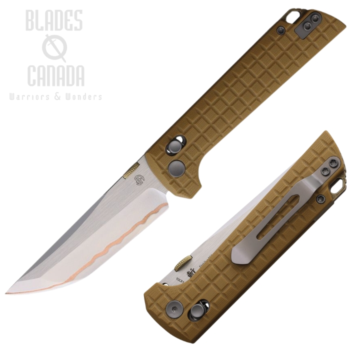 North Mountain Blade Chop 2 Crossbar Lock Knife, Copper-Clad Blade, G10 Tan Frag, 2418-TAN-G-5 (image for) North Mountain Blade Chop 2 Crossbar Lock Knife, Copper-Clad Blade, G10 Tan Frag, 2418-TAN-G-5