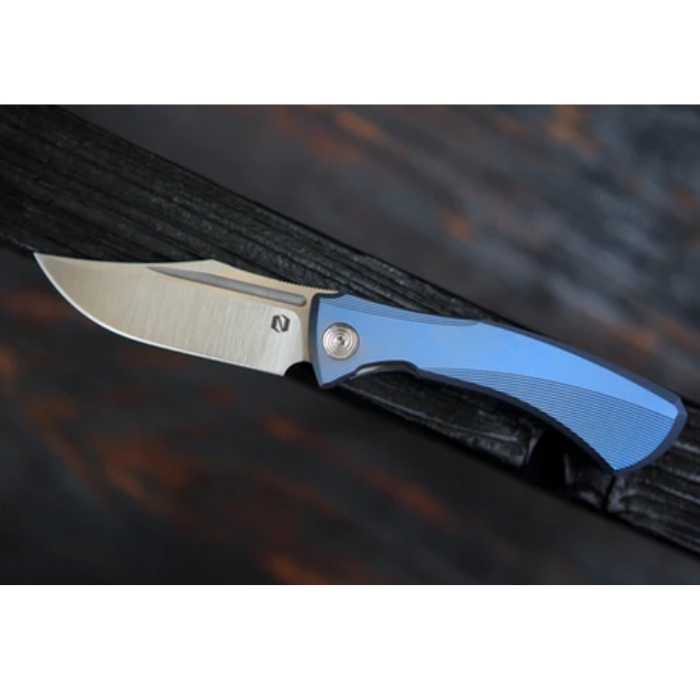 Null Ghoul Flipper Folding Knife, S90V Belt Satin, Titanium Blue, GHOBLUE