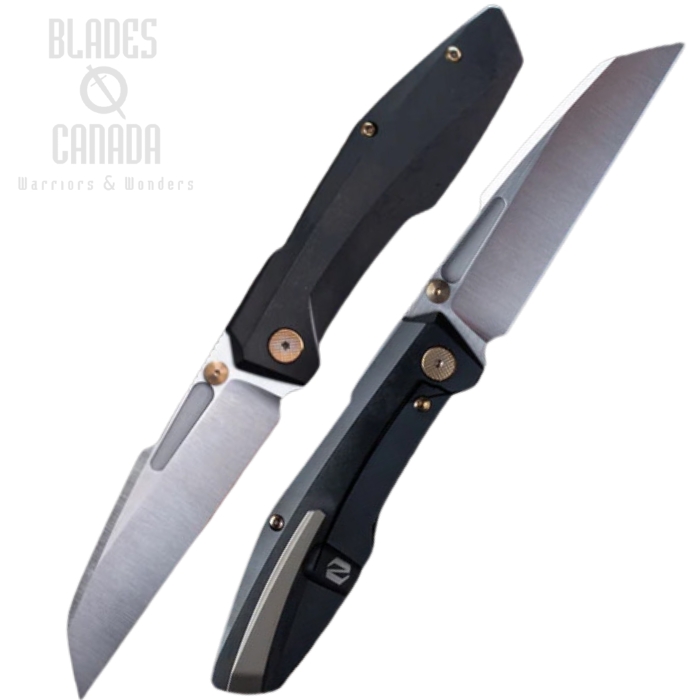 Null Raikou Framelock Folding Knife, CPM S90V Belt Satin, Titanium Black w/Gold Hardware