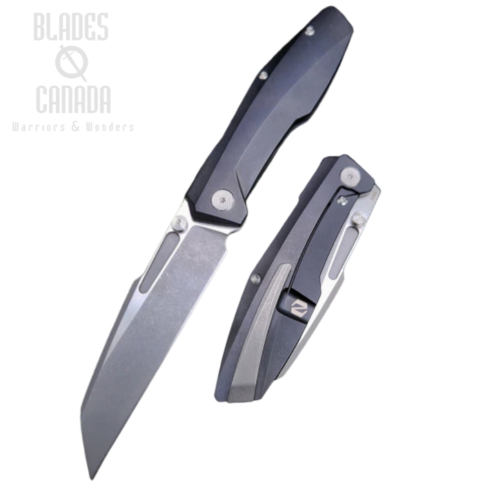 Null Raikou Framelock Folding Knife, CPM S90V Dark SW/Satin, Titanium Black PVD