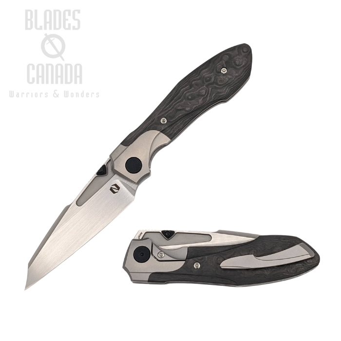 Null Voodoo Framelock Folding Knife, M390 Satin, Fat Carbon Fiber Camo/Titanium Glass Blasted