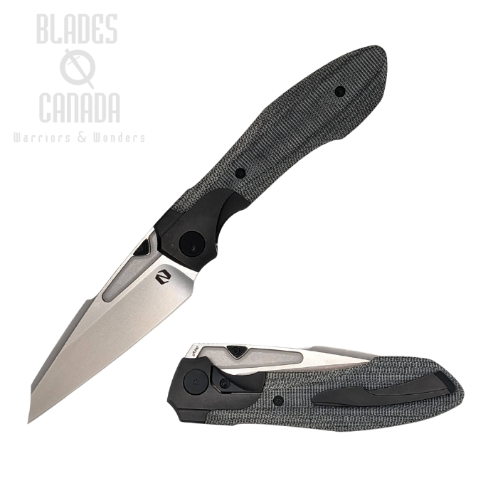 Null Voodoo Framelock Folding Knife, M390 Stonewash, Micarta Black