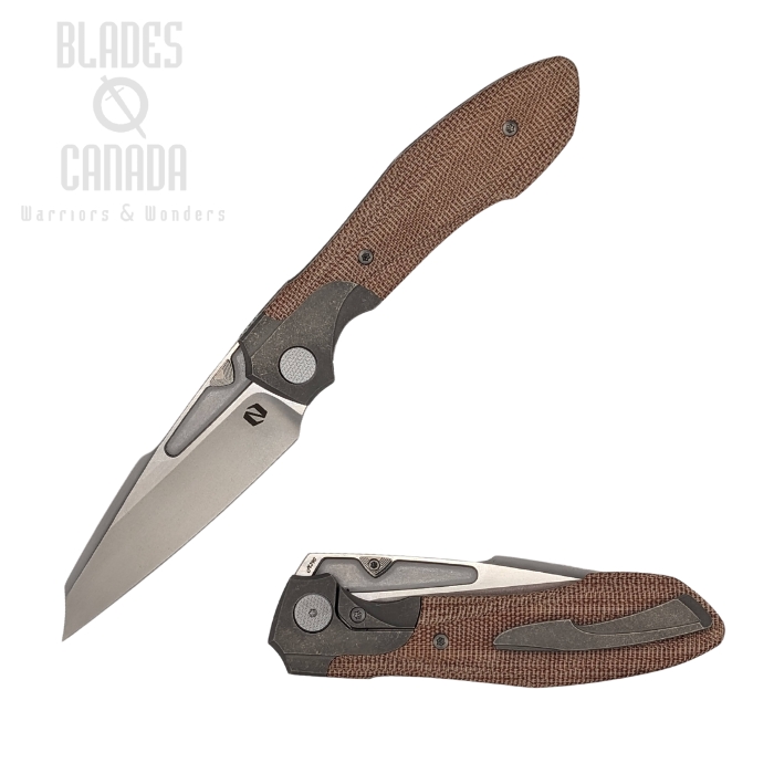 Null Voodoo Framelock Folding Knife, M390 Stonewash, Micarta Natural/Titanium Staticwashed