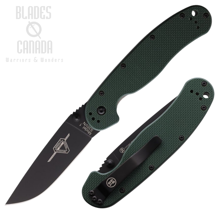 OKC RAT 1 Foding Knife, S35VN Black, G10 Forest Green, ON8991