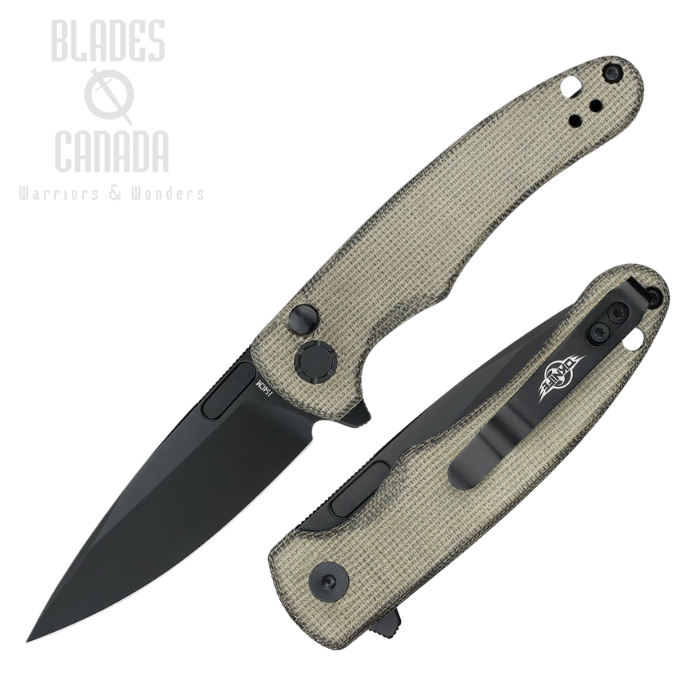 Olight Mettle Flipper Button Lock Knife, 154CM Black, Micarta OD Green, OLTMETTLE2ODG