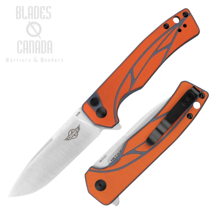 Olight Mettle Flipper Button Lock Folding Knife, 154CM Satin, G10 Orange/Black, OLTMETTLEOG