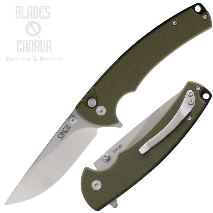 OKC PFC01 Flipper Button Lock Folding Knife, Stainless SW, G10 OD Green, ON9003 (image for) OKC PFC01 Flipper Button Lock Folding Knife, Stainless SW, G10 OD Green, ON9003