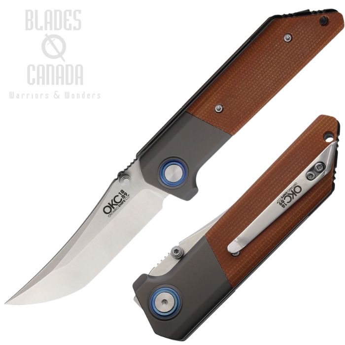 OKC Sienna Folding Knife, Stainless Satin, Micarta Brown/Stainless Bolsters, ON9008 (image for) OKC Sienna Folding Knife, Stainless Satin, Micarta Brown/Stainless Bolsters, ON9008