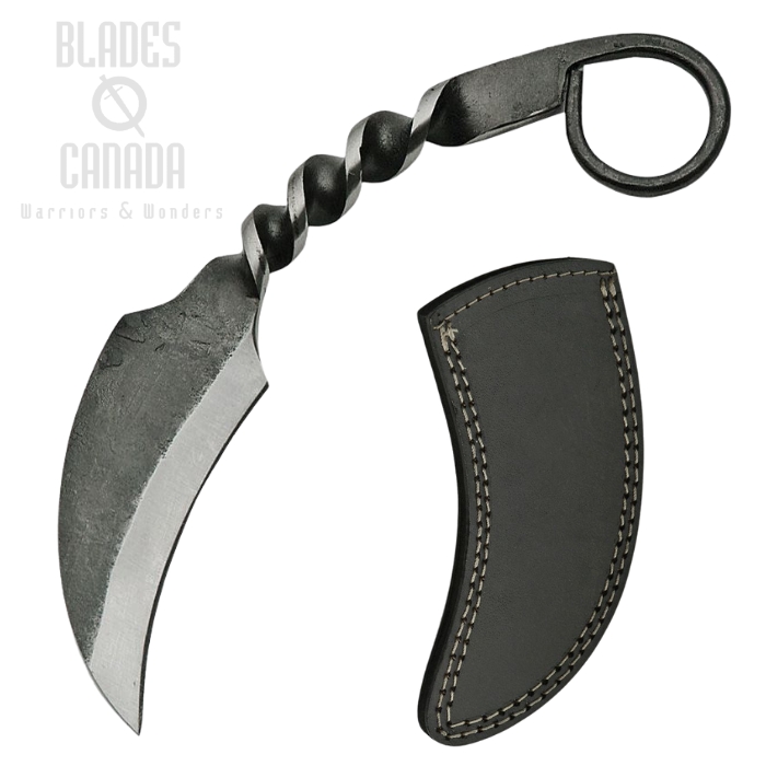 Rite Edge Forged Twist Karambit Fixed Blade Knife, Leather Belt Sheath, HS-4409 (image for) Rite Edge Forged Twist Karambit Fixed Blade Knife, Leather Belt Sheath, HS-4409