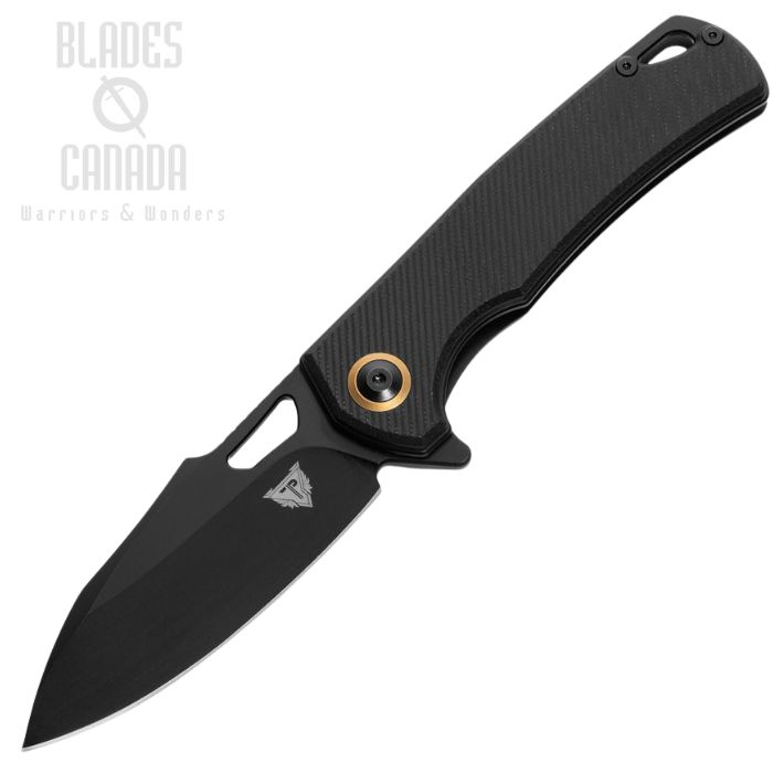 Patriot Tactical Shadowhawk Flipper Folding Knife, Stainless Black, G10 Black, PTCSHBK