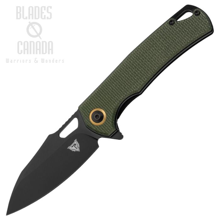 Patriot Tactical Shadowhawk Flippe Folding Knife, Stainless Black, G10 Green, PTCSHGN