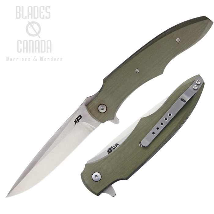 Patriot Bladewerx Lincoln Flipper Folding Knife, S35VN Sain/SW, G10 OD Green, PB945OD