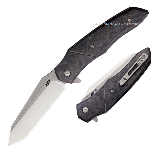 Patriot Bladewerx Ambassador Flipper Folding Knife, S35VN Satin/SW, Marbled Carbon Fiber, PB970MCF