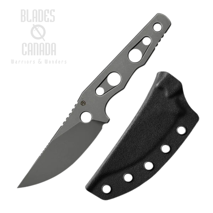 Petrified Fish Bison L Fixed Blade Skeleton Knife, N690 Gray Stonewash, Steel Handle, Kydex Sheath, PFE18GAWK (image for) Petrified Fish Bison L Fixed Blade Skeleton Knife, N690 Gray Stonewash, Steel Handle, Kydex Sheath, PFE18GAWK