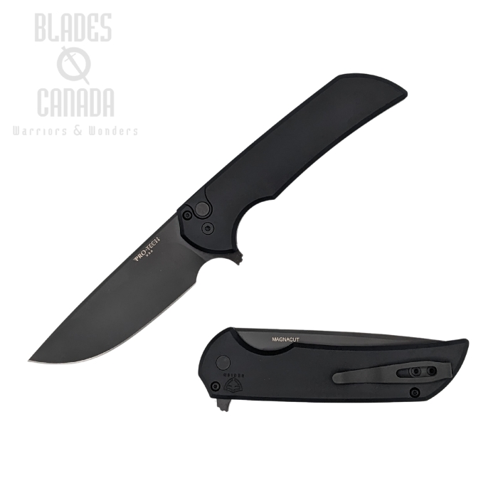 Pro-Tech Mordax Flipper Button Lock Knife, MagnaCut Black, Aluminum Black, MX103