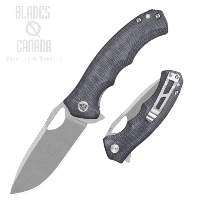 QSP Gorilla Flipper Folding Knife, 14C28N SW, Micarta Black, QS153-A1