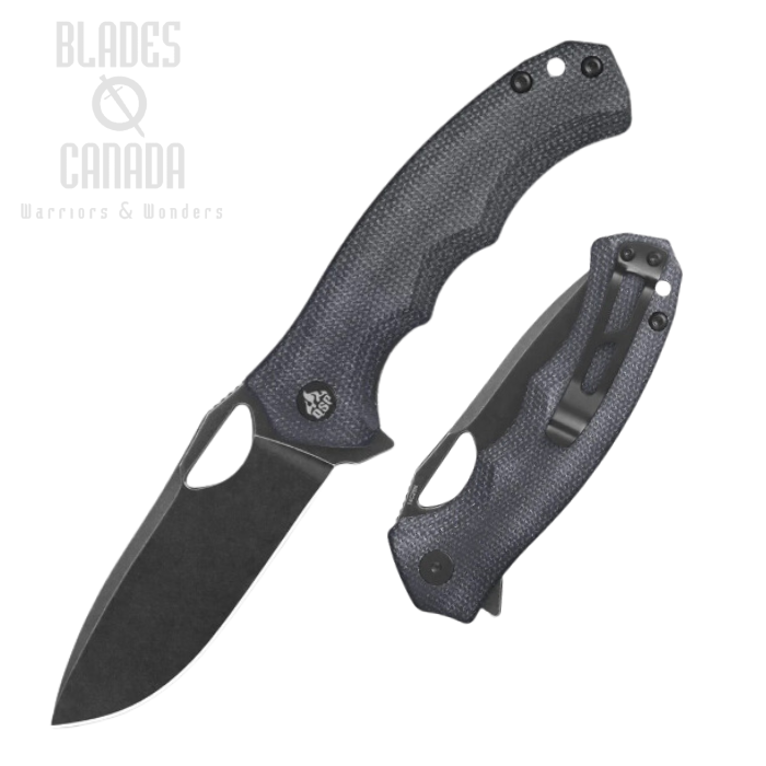 QSP Gorilla Flipper Folding Knife, 14C28N Black, Micarta Black, QS153-A2