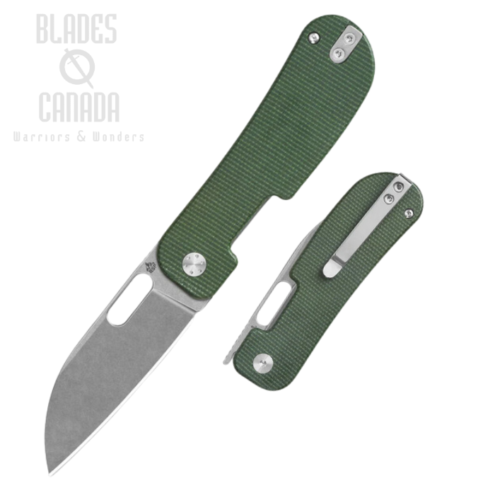 QSP Variant PE Folding Knife, 14C28N Stonewash, Micarta Green, QS154-D