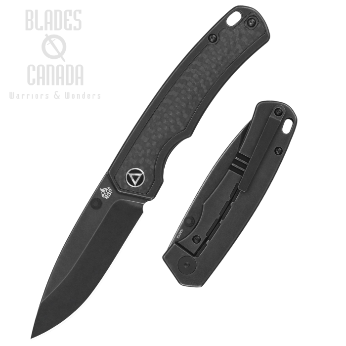 QSP Puffin Framelock Folding Knife, S35VN Black SW, Titanium Black/Carbon Fiber, QS127-E3