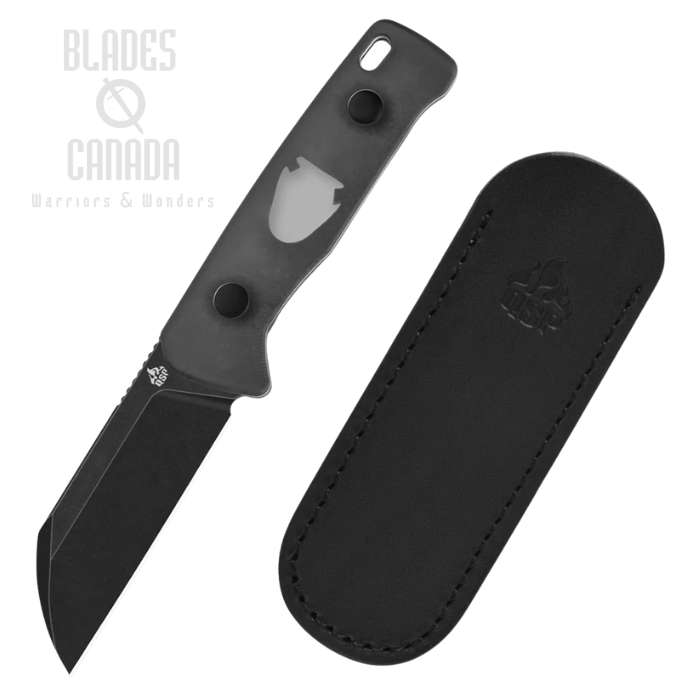 QSP Baby Penguin Fixed Blade Knife, 14C28N Black Stonewash, Acrylic Black, QS130BP-A2 QSP Baby Penguin Fixed Blade Knife, 14C28N Black Stonewash, Acrylic Black, QS130BP-A2