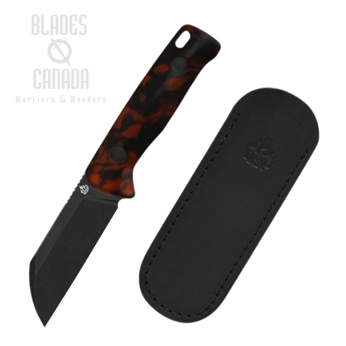 QSP Baby Penguin Fixed Blade Knife, 14C28N Black SW, Resin Tortoise, QS130BP-B2 QSP Baby Penguin Fixed Blade Knife, 14C28N Black SW, Resin Tortoise, QS130BP-B2
