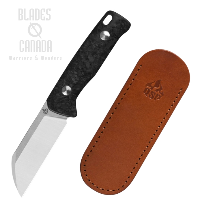 QSP Baby Penguin Fixed Blade Knife, 14C28N Steel, Shredded CF Blue Glow in the Dark, QS130BP-F1 QSP Baby Penguin Fixed Blade Knife, 14C28N Steel, Shredded CF Blue Glow in the Dark, QS130BP-F1