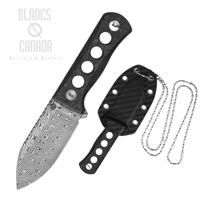 QSP Canary Fixed Blade Knife, Damascus, Shredded CF Green Glow in the Dark, Kydex Sheath, QS141-M QSP Canary Fixed Blade Knife, Damascus, Shredded CF Green Glow in the Dark, Kydex Sheath, QS141-M