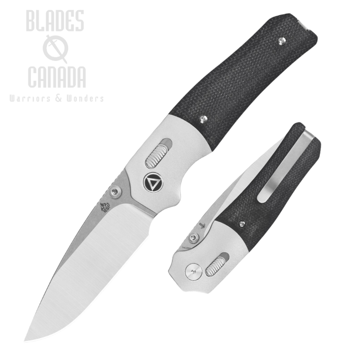 QSP Vault Glyde Lock Folding Knife, 14C28N SW/Satin, Micarta Black/Aluminum, QS157-A1