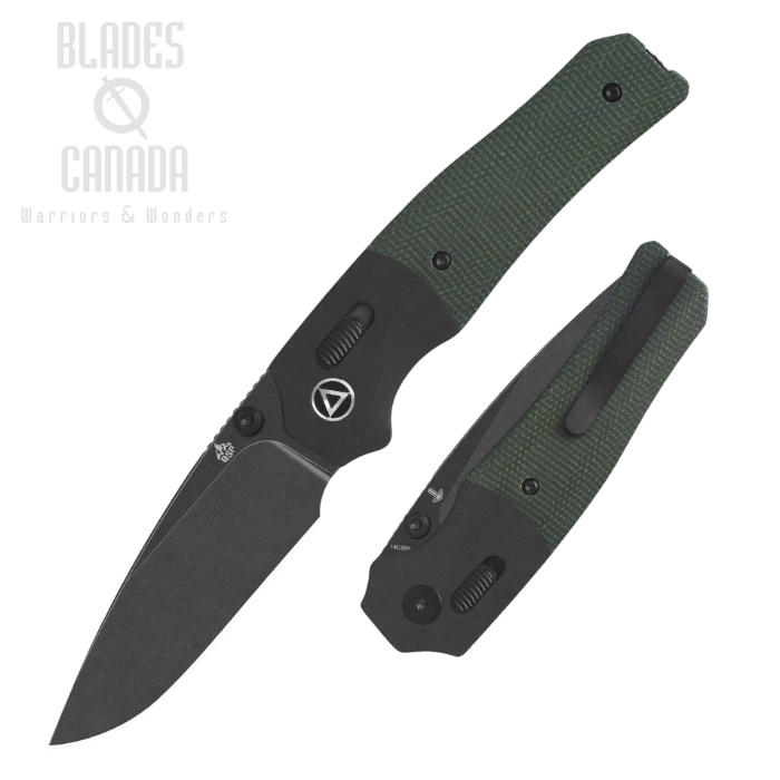 QSP Vault Glyde Lock Folding Knife, 14C28N Black, Micarta Green/Aluminum Black, QS157-B2