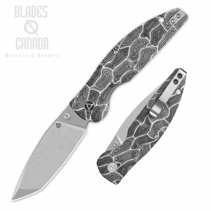 QSP Turtle Punk Folding Knife, 14C28N Stonewash, G10 White/Black, QS158-B1