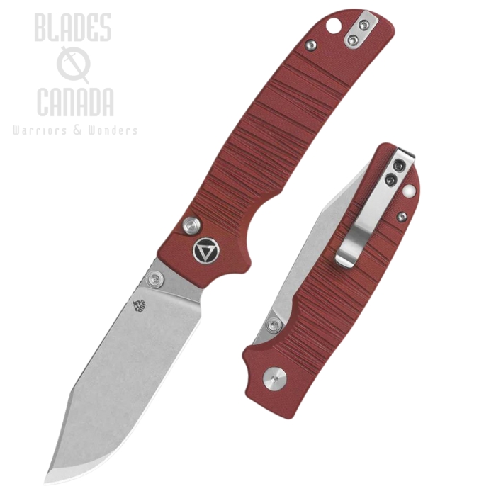 QSP Kali Button Lock Folding Knife, 14C28N, G10 Dark Red, QS159-A1