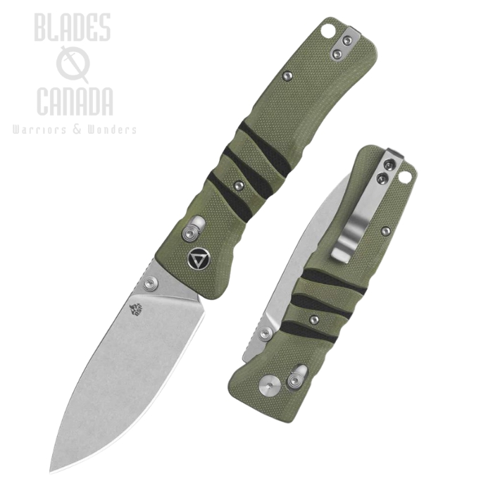 QSP Ripley Glyde Lock Folding Knife, 14C28N Stonewash, G10 Green/Black, QS160-C1