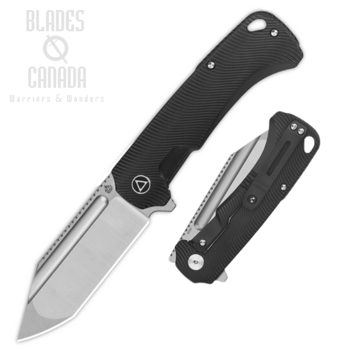 QSP Rhino Flipper Framelock Knife, M390 Satin, Titanium Black, QS143-H