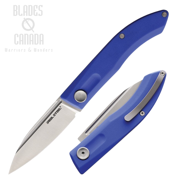 Real Steel Stella Slipjoint Folding Knife, VG10 Satin, G10 Blue, RS7059