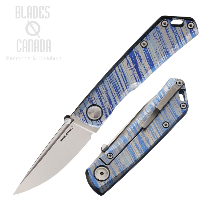 Real Steel Luna Boost Framelock Folding Knife, N690 Satin, Titanium Wind of Change, RS7071TC08