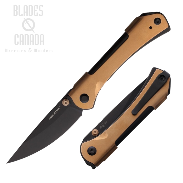 Real Steel Sylph Folding Knife, Nitro-V Black, Stainless Copper Finish, RS7141GB