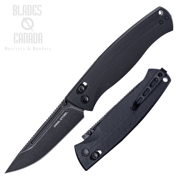 Real Steel Pathfinder FFG Crossbar Lock Knife, 14C28N BlackWash, G10 Black, RS7851BB