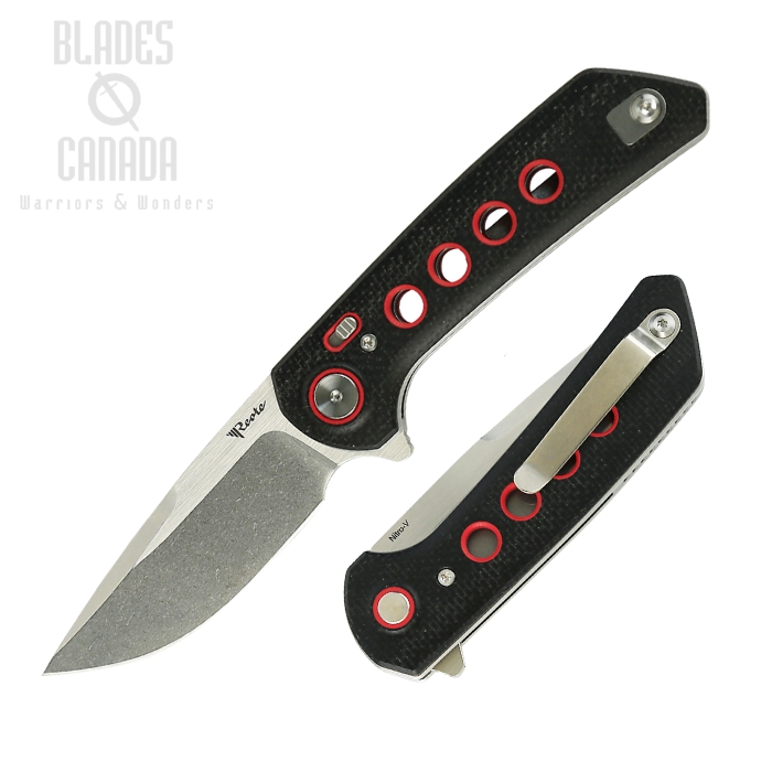 Reate PL-XF Flipper Folding Knife, Nitro-V SW, Micarta Black/G10 Red, REAPLXF1