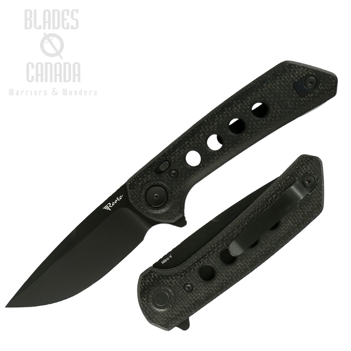 Reate PL-XF Flipper Folding Knife, Nitro-V Black, Micarta Black, REAPLXF12