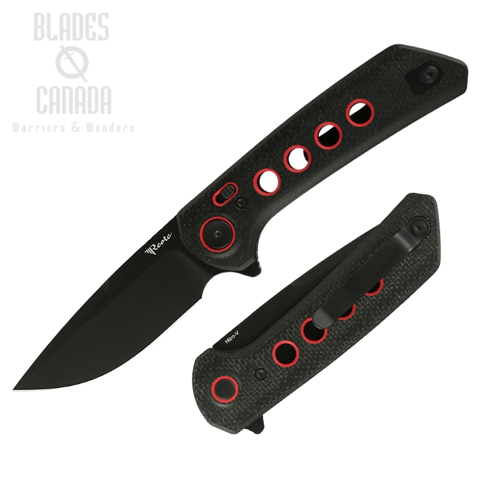 Reate PL-XF Flipper Folding Knife, Nitro-V Black, Micarta Black/G10 Red, REAPLXF2