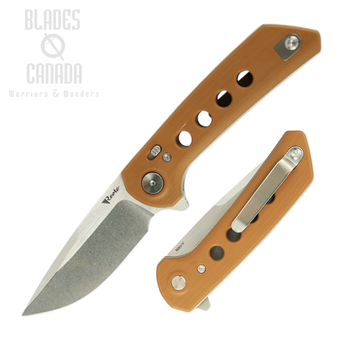 Reate PL-XF Flipper Folding Knife, Nitro-V SW, G10 Tan, REAPLXF9