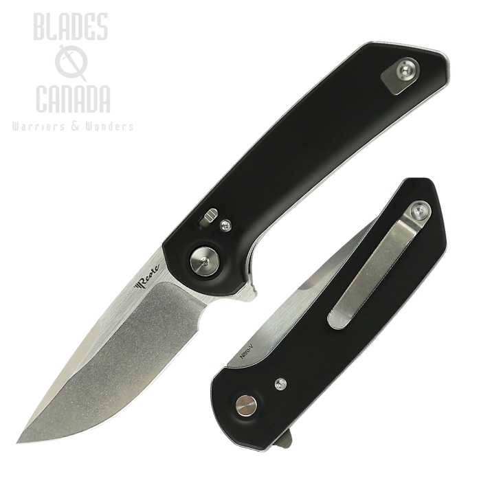 Reate PL-XF Flipper Folding Knife, Nitro-V SW, Aluminum Black, REAPLXFA2