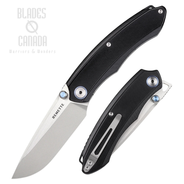 Remette Wild Species Button Lock Folding Knife, 14C28N Satin, G10 Black, GC103-B (image for) Remette Wild Species Button Lock Folding Knife, 14C28N Satin, G10 Black, GC103-B