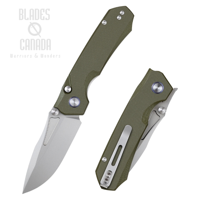 Remette RT-Rhino Button Lock Folding Knife, D2 Steel, G10 OD Green, RNDG2 (image for) Remette RT-Rhino Button Lock Folding Knife, D2 Steel, G10 OD Green, RNDG2