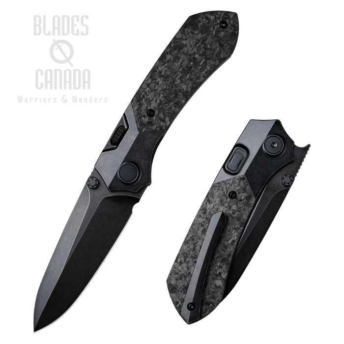 Remette RT-Meteor Button Lock Folding Knife, M390 Dark SW, Titanium/CF, RTPT-ELD (image for) Remette RT-Meteor Button Lock Folding Knife, M390 Dark SW, Titanium/CF, RTPT-ELD