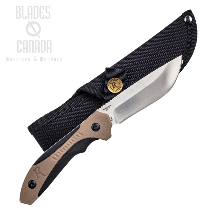 Remington Sportsman Skinner Fixed Blade knife, Stainless Satin, Polymer Black/Tan, Nylon Sheath, R15675