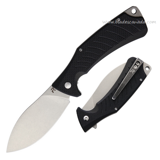 Revo Ness Flipper Folding Knife, D2 Stonewash, G10 Black, REV008BLK