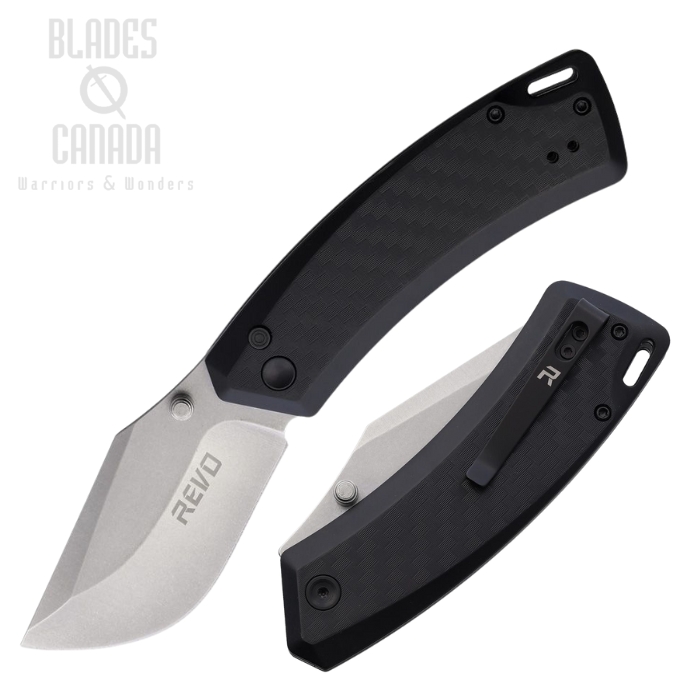 Revo Canyon Button Lock Folding Knife, SW Blade, FRN Black, REVCNYNBLK