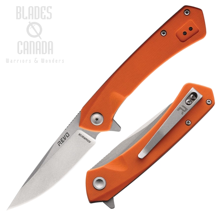 Revo Warden 2 Flipper Folding Knife, Assisted Opening, G10 Orange, REVWARDENORG