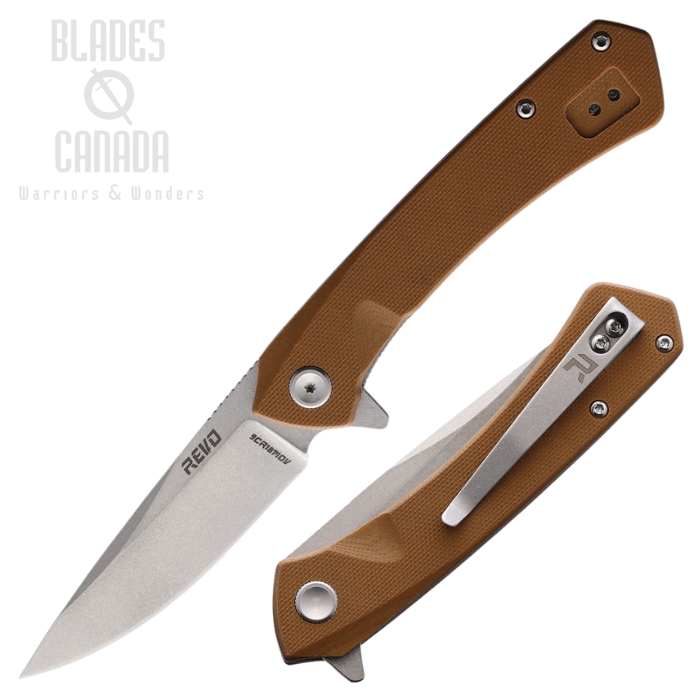 Revo Warden 2 Flipper Folding Knife, Assisted Opening, G10 Tan, REVWARDENTAN